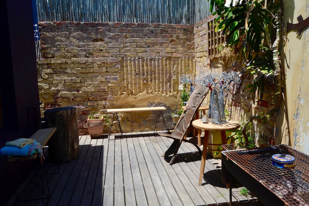 back patio for sunbathing, smoking, braai/bbq