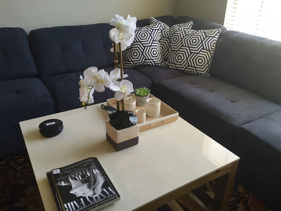 New sofa and coffee table.
