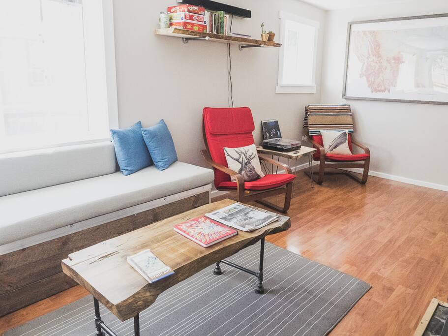 Living room- a place to relax after a day of exploring!