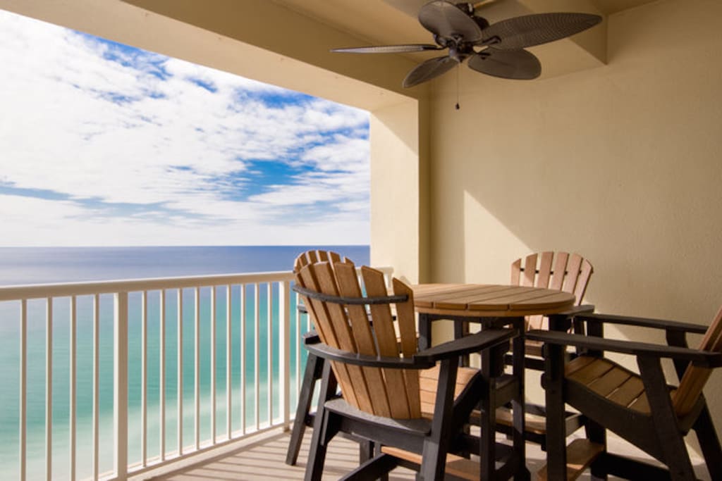 Enjoy coffee in the morning or sunset beverages from your private extended balcony