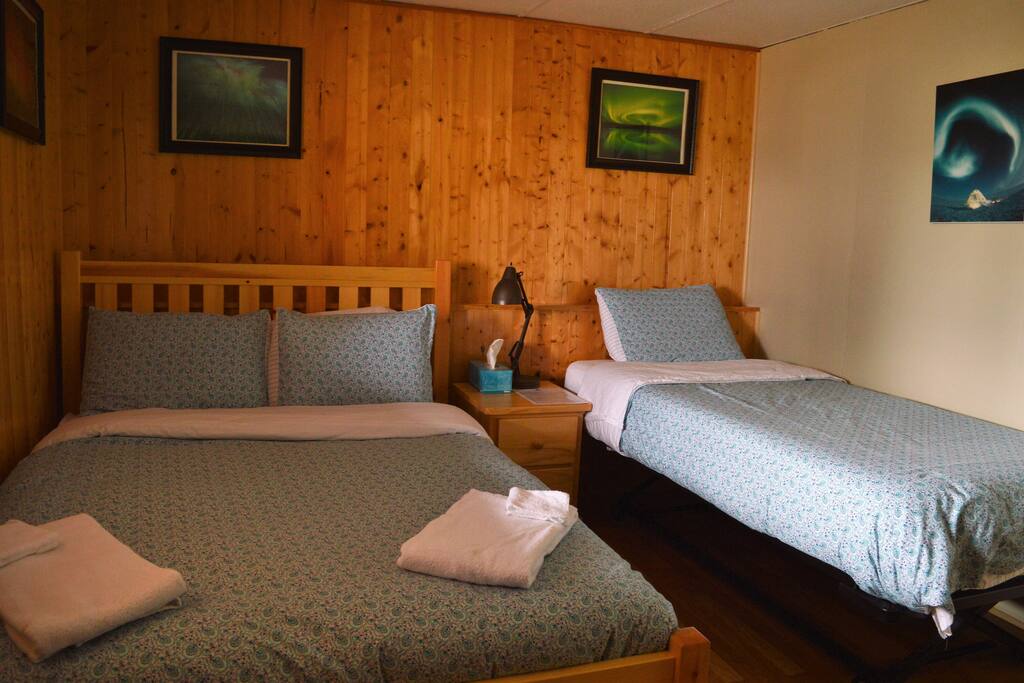 One double and one single bed