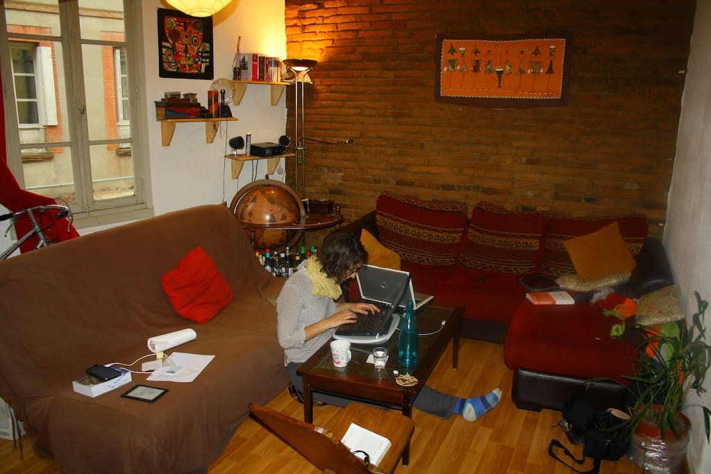 Living room with the bricks