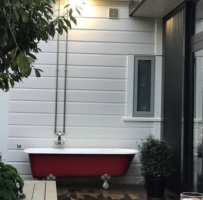 Relax under the stars in the brand new outdoor bath.