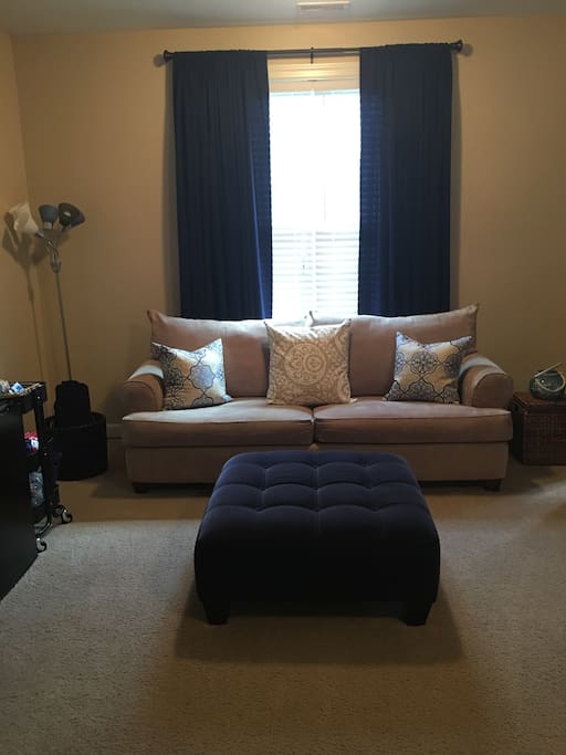 Entryway into your private space! Cozy sofa for lounging or watching TV.
