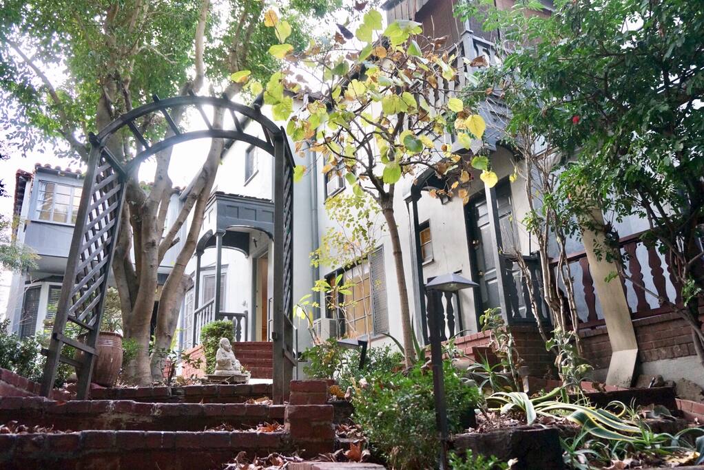 The property is beautifully canopied by a variety of trees and plants.