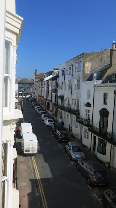 View up the street - great pub in crawling distance