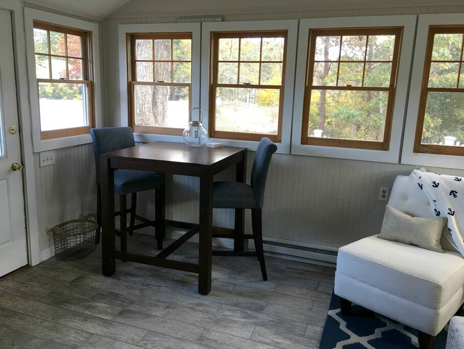 High top table in Family room to sit & enjoy your morning coffee