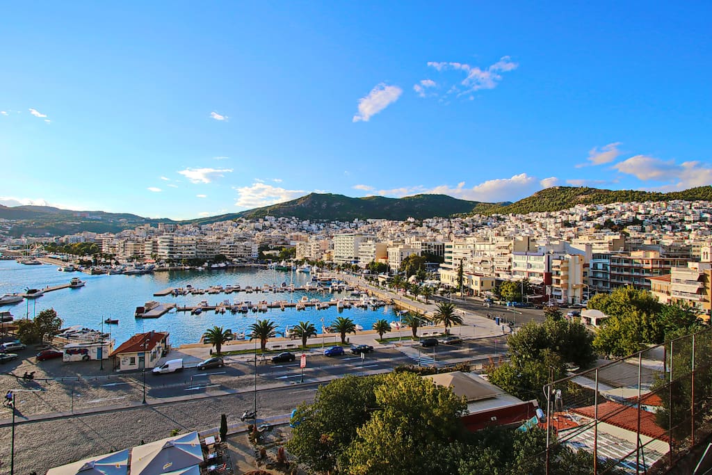 the port of Kavala picture taken from the balcony