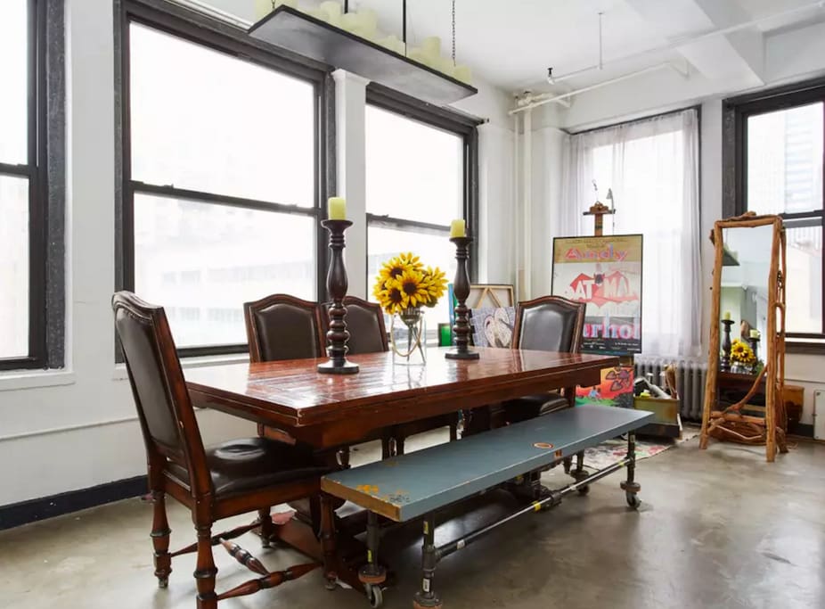 The dining table is big enough for 8.