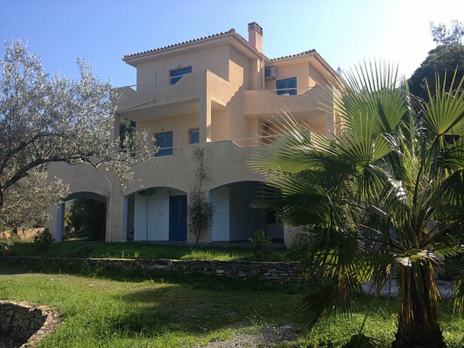The apartment is on the ground floor of the house.