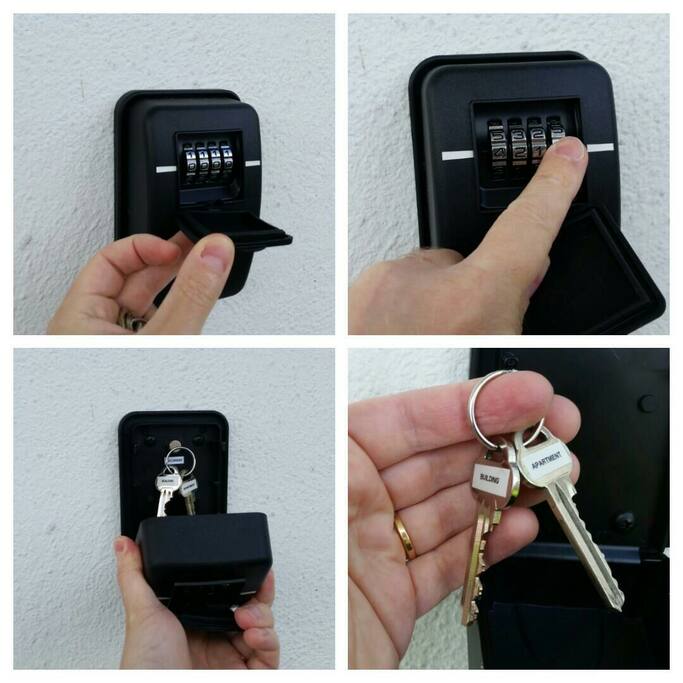Pick up your keys from a locker at the main door. Use the code you get upon your confirmed booking.