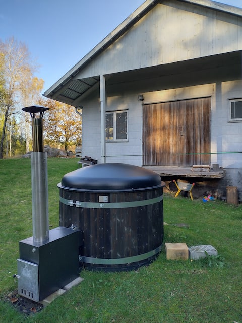 Nice nature, river with mill. Large areas indoors-outdoors