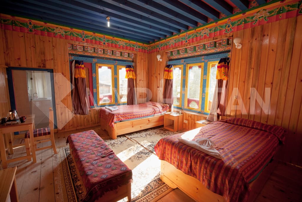 Light pours in at a guest house in Bumthang
