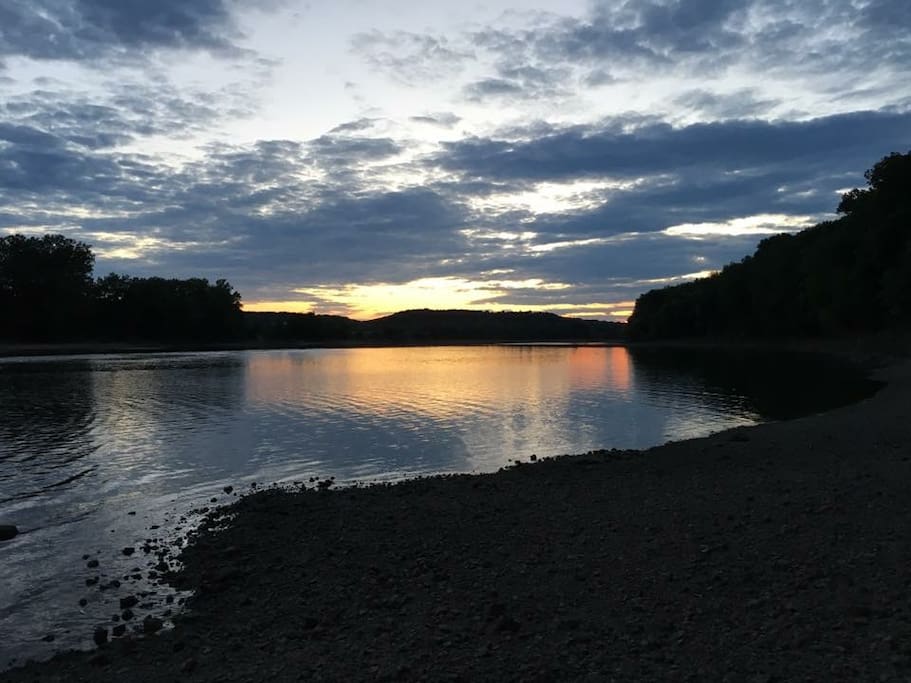 Riverbank at night