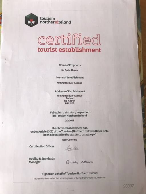 Northern Ireland tourist board approved