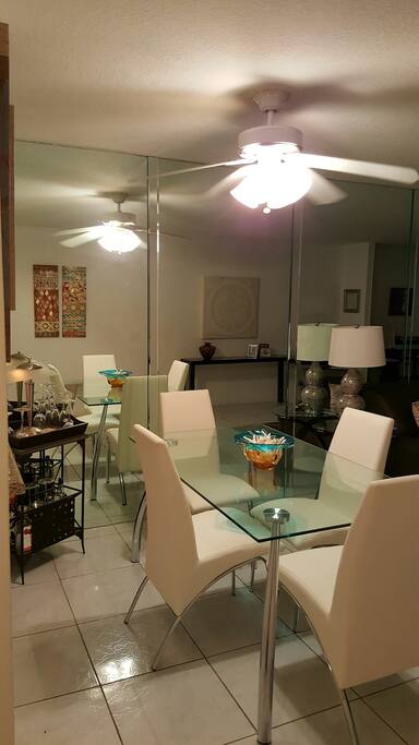 Dining room perfect for cooking in or ordering out.