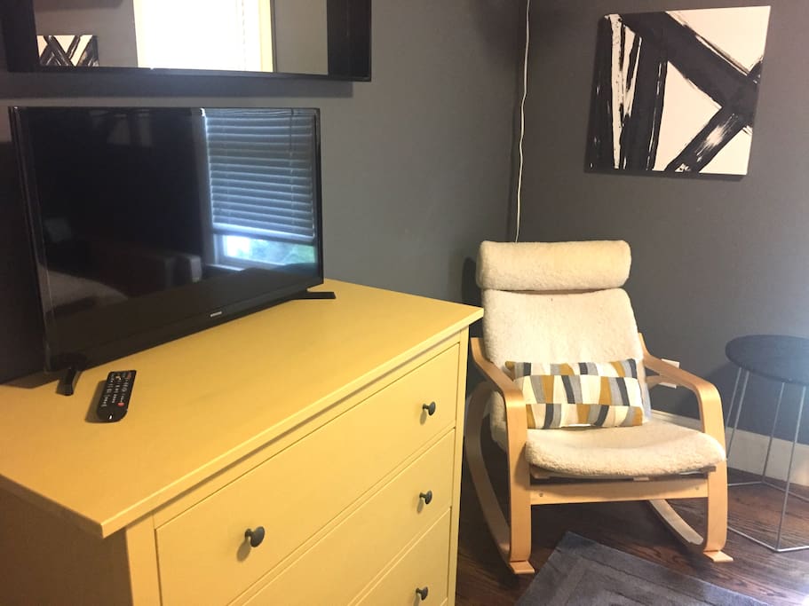 Enjoy a private TV and space to read each morning.