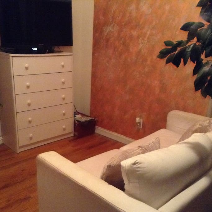 The tiny, but uber comfy living room space