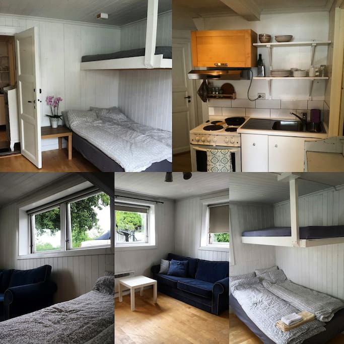 There are two airbnb rooms that share common kitchen and bathroom.