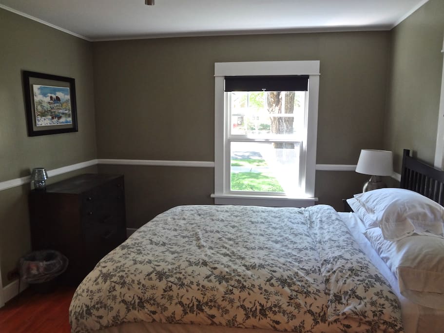 Bedroom 1: Queen bed with memory foam topper and fine linens