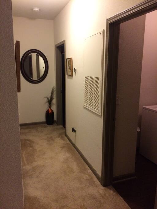 Hallway with washer n dryer
