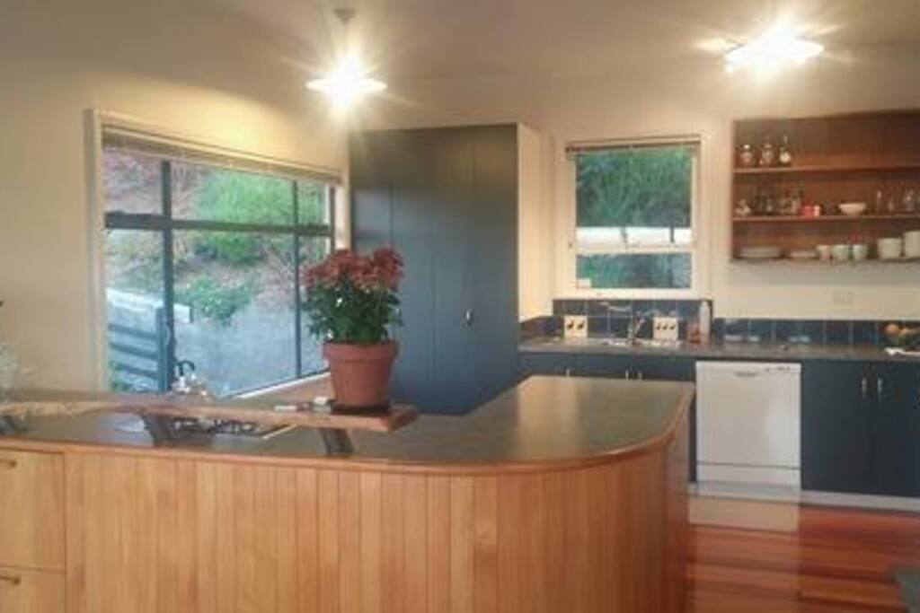 Open plan well equipped kitchen