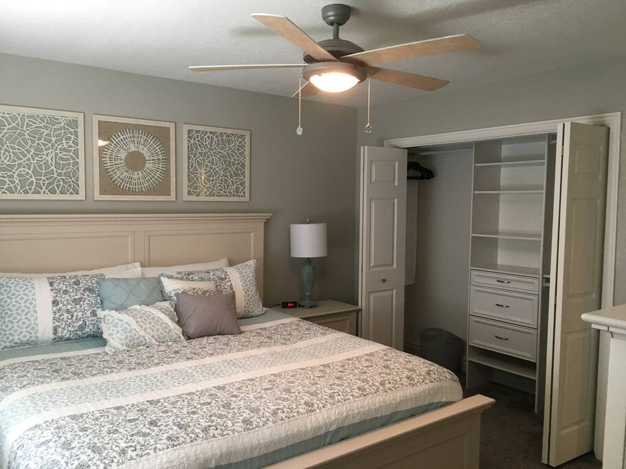 Master bedroom - KING sized bed, large closet, ceiling fan