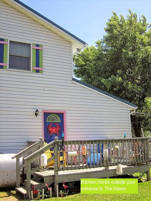 Entrance and private deck for The Haven