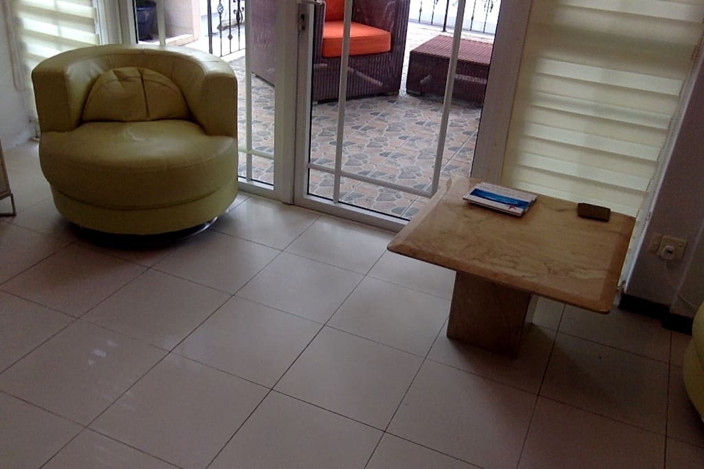 Living room leading to patio