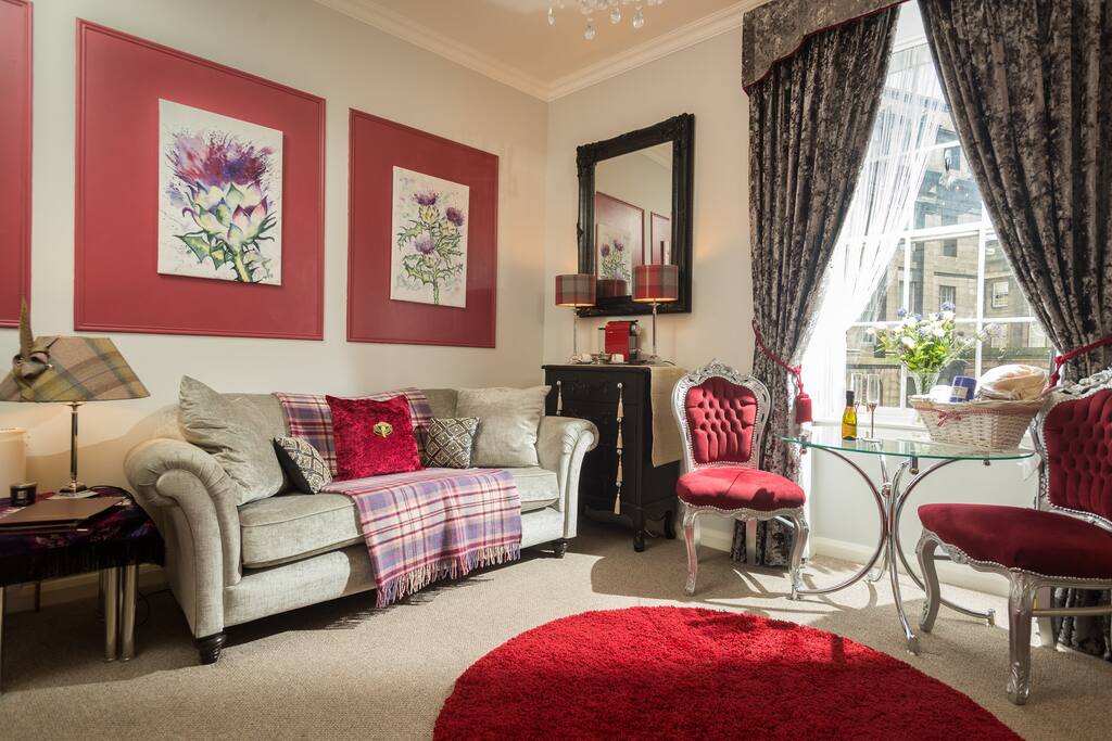 Comfortable three seater settee and coffee station.