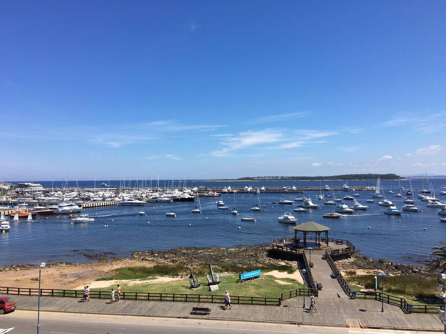 Day view to the port and Gorrity Island from the balcony