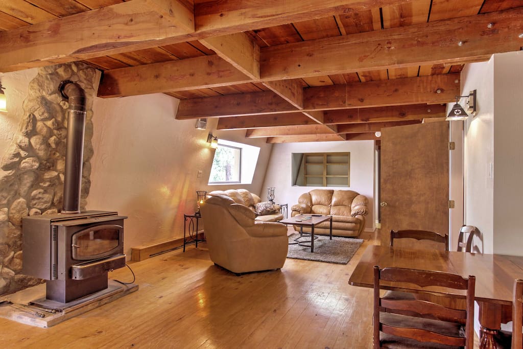 The home boasts 2,100 square feet of rustic living space.
