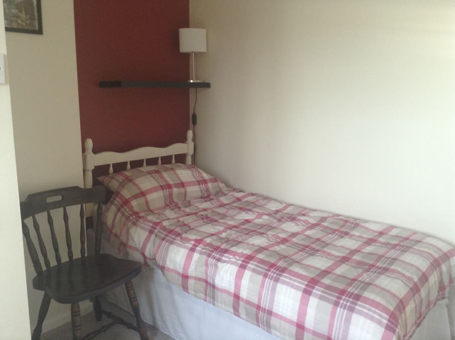 Comfortable single bed. The room can also be converted into a twin.