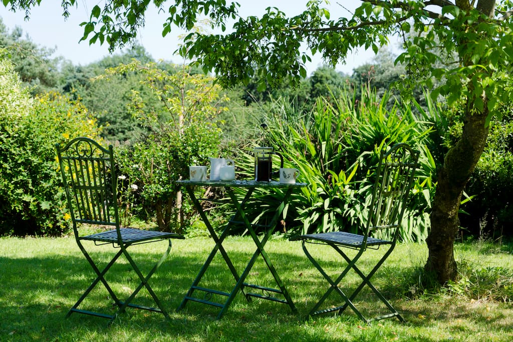 Relax eating breakfast In the garden
