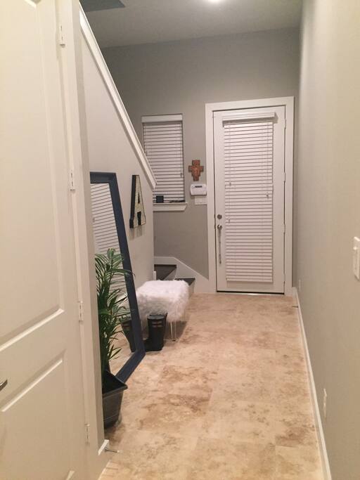 Front door and entry way