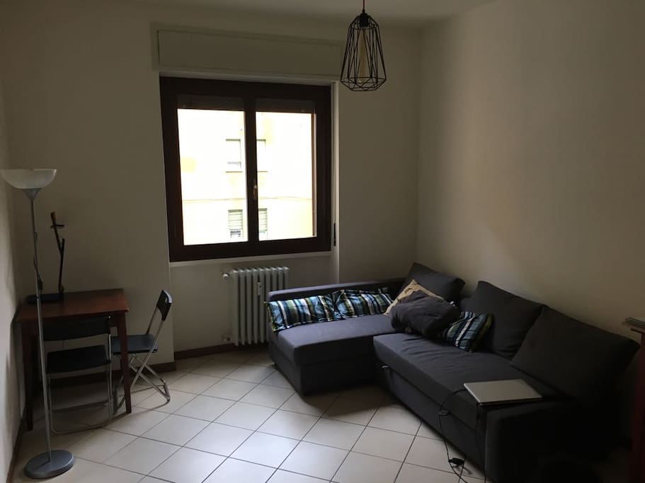 living room with sofa bed