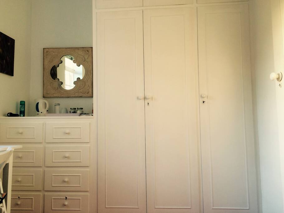 Tea/coffee station. Plenty of cupboards.