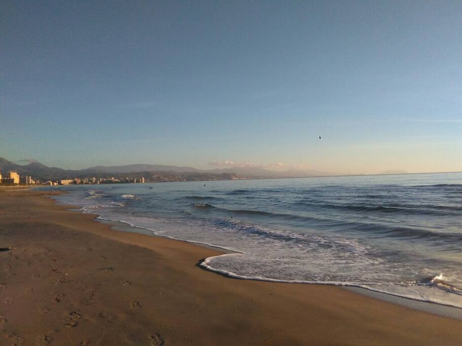 Impresionante playa de más de 7 km rodeada de un precioso Paseo Marítimo con toda clase de servicios.
Mirando hacia el Campello