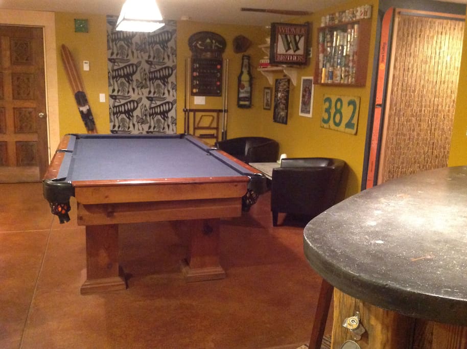 Pool table and sitting area