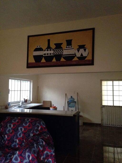Photo when waiting for delivery of fridge and stove