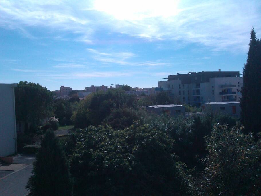 vue de la terrasse sur le jardin de la résidence, pas de vis à vis, très calme & agréable pour prendre un petit-déjeuner tranquille au soleil !