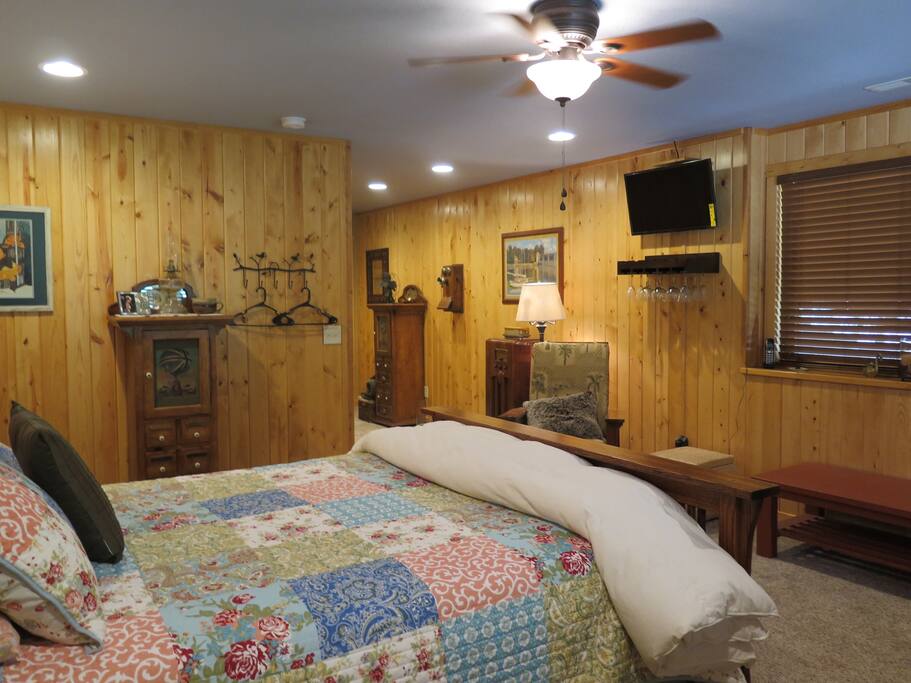 Cozy bedroom with attached bath.