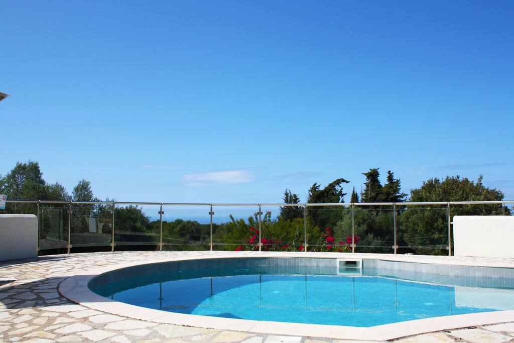 Pool area with beautiful sunset views