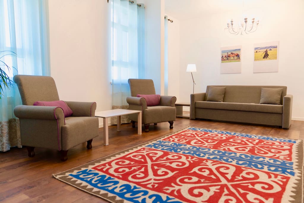 beautiful living room in ethno style of Kazakh people
