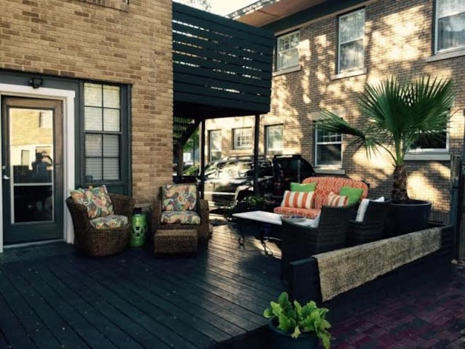 Private Balcony leads to open patio with gas grill & plenty of seating for entertainment. I