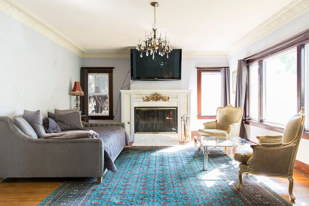Living room with full size bed