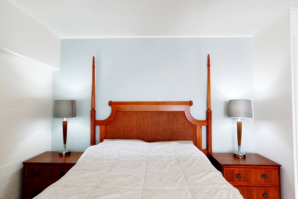 There is one King bed in the bedroom.