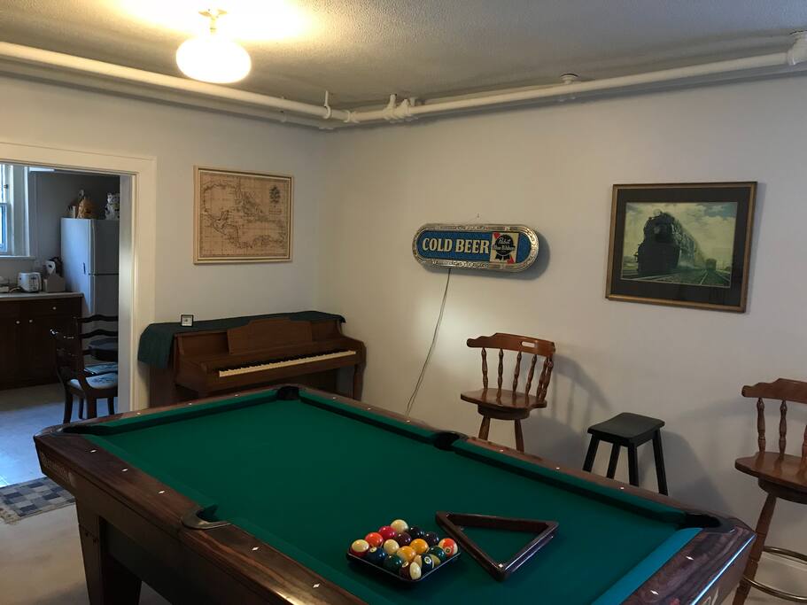 Pool Table/ Piano/ Seating