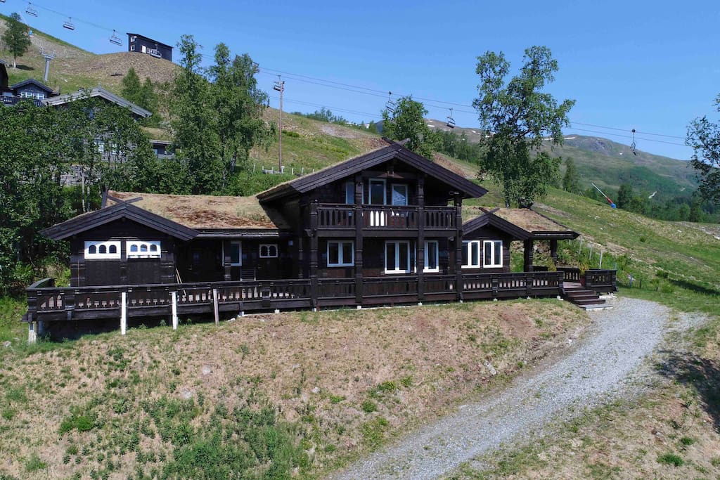 Large cabin at ski resort area.
