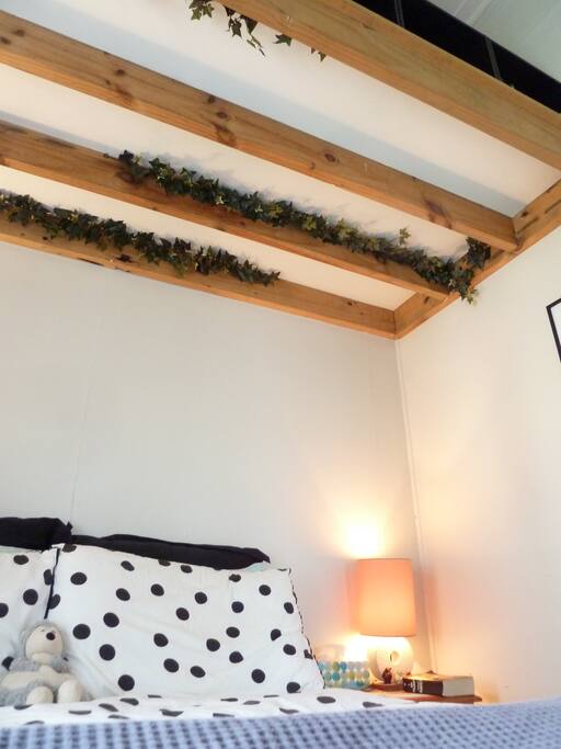 View of underneath storage loft